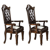 Espresso and Cherry Tufted Back Arm Chairs (Set of 2)