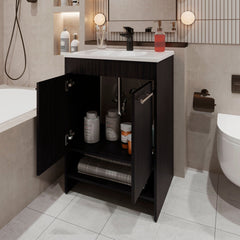 Wengue 2-Door Bathroom Vanity with Open Storage
