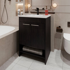 Wengue 2-Door Bathroom Vanity with Open Storage
