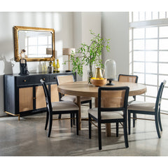 Benson Black Rattan Cane Dining Side Chair (Set of 2)