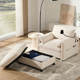 37" Single Sofa with Storage Ottoman, Adjustable Phone Holder, Dual-Port Charger, Storage Pockets, Elephant Ear Armrest, Comfy Chenille Armchair, Modern Cloud Chaise Lounge for Living Room&Apartment