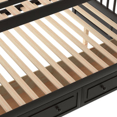 Full over Full Bunk Bed with Drawers, Convertible Beds, Espresso