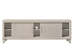 Contemporary 1pc TV Stand Media Console Open Shelves Silver-toned Hardware Entertainment Console Wooden Living Room Furniture Beige Finish