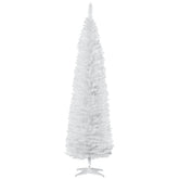 HOMCOM 7' Artificial Pencil Christmas Tree, Slim Xmas Tree with 499 Realistic Branch Tips and Plastic Stand, White