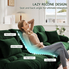 Free Combination, Modular Sectional Sofa,L Shaped Couch for Living Room, 4-Seater Comfy Cloud Couch with Convertible Ottoman,Chenille Green