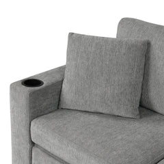 109.1" Sectional Sofa Convertible Pull-out Sofa Bed L-shaped Sofa U-shaped Sofa with a Movable Storage Ottoman for Living Room, Gray