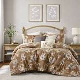7-Piece King Vintage Floral Comforter Set, Terracotta