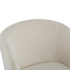 Modern Accent Chair with Round Back & Wooden Legs - Mid-Century Inspired Lounge Chair for Living Room, Bedroom, or Office - Soft Fabric Upholstery