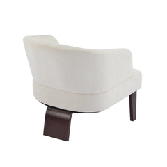 Modern Accent Chair with Round Back & Wooden Legs - Mid-Century Inspired Lounge Chair for Living Room, Bedroom, or Office - Soft Fabric Upholstery
