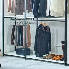 Fiona White Freestanding Walk in Wood Closet System with Metal Frame