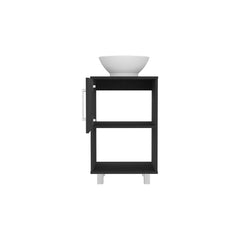 Single Bathroom Vanity with Sink, One Open Shelf, Single Door Cabinet, Black