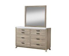 1pc Rustic Transitional Contemporary Dresser Natural Brown Faux Stone Top Bed Side Cabinet Furniture