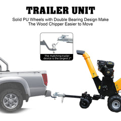 6'' Inch 420cc 15hp Pull Start Gas Powered 4-Wheels Wood Chipper Shredder Mulcher with Towbar/Stop Bar