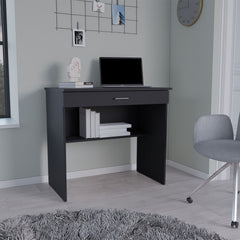 Montana Storage Desk, Spacious Stylish with Drawer and Shelf, Black