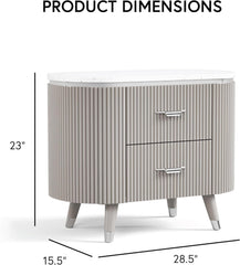Contemporary Style 1pc Nightstand Stone Top French And English Dovetail Drawers Chrome Pulls Silver line Accent Light Gray Finish Bedroom Furniture