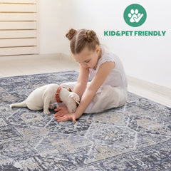 PAYAS Collection 6X9 Grey / Blue / Traditional Area Rug