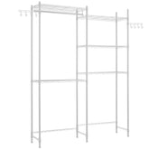 Over The Washer and Dryer Storage Shelf, 5 Tier Laundry Room Drying Rack with Hanger Rod and Hooks, Adjustable Over Washer and Dryer Shelves, Laundry Room Shelf Storage Space Saver, White