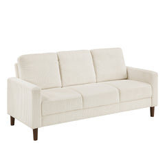 Modern Contemporary Beige Corduroy Upholstered Sofa Comfortable Cushion Solid Wood Living Room Furniture 1pc
