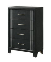 1pc Contemporary Four-Drawers Chest Bed Side Cabinet Wooden Furniture Charcoal Color