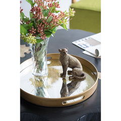 5.1x3.5x6.1" Copper Panther, Animal Statue Decor