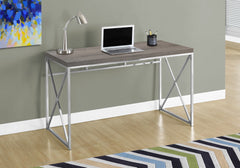 Computer Desk, Home Office, Laptop, Work, Brown Laminate, Chrome Metal, Contemporary, Modern