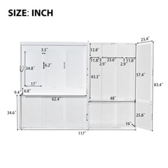 Queen Size Murphy Bed Wall Bed with Closet,White(OLD SKU:LP000581AAK)