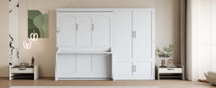 Queen Size Murphy Bed Wall Bed with Closet,White(OLD SKU:LP000581AAK)