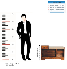 Solid Wood Retreat Chestnut Shoe Bench, Upholstered, 1-Drawer, 3-Shelves, Beige and Brown