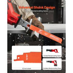 Reciprocating Saw Blades, 25 Pack, 14/18 TPI Bi-Metal Reciprocating Saw Blade Set with Universal Shank, Sharp Teeth for Fast and Smooth Cuts, for Cutting 1/8-5/16 inch Medium Metals, Orange