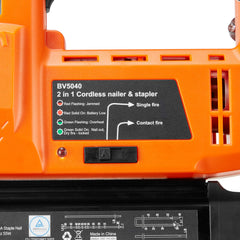 2-in-1 Cordless Brad Nailer, 18 Gauge, 20V Battery Powered Nail Gun and Staple Gun, with 500 pcs Nails, 500 pcs Staples, 2.0 Ah Li-ion Battery and Charger, for Home Improvement, Woodworking