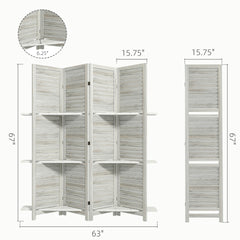 Privacy Screen Room Divider,Tall Wood Privacy Screen Room Divider with Folding Storage