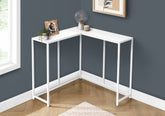 Accent Table, Console, Entryway, Narrow, Corner, Living Room, Bedroom, White Laminate, White Metal, Contemporary, Modern