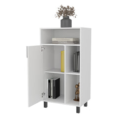 FM FURNITURE Blackwater Cabinet with Open Storage and 1 Door, White