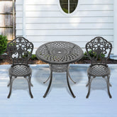 3-Piece Set Of All-Weather Cast Aluminum Dining Furniture Set With Black Frame