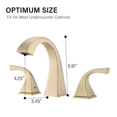 2-Handle Bathroom Sink Faucet with Drain, Brushed Gold
