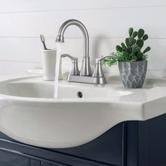4 inches Centerset Bathroom Faucet 360° Swivel Spout, with Pop Up Drain - Brushed Nickel