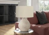 Lighting, 25"h, Table Lamp, Cream Concrete, Beige Shade, Contemporary