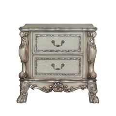 Traditional Elegant Nightstand with 2 Drawers Vintage Bone White Finish Wooden Luxury Bedroom Furniture 1pc Rococo Style