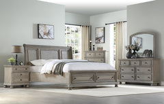Antique Gray King Storage Bed