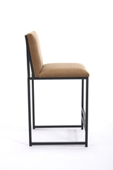 Counter Height Bar Stools Set of 2, Upholstered Linen Bar Chairs, Metal Footrest and Frame for Kitchen,Dining Room,COFFEE