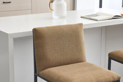 Counter Height Bar Stools Set of 2, Upholstered Linen Bar Chairs, Metal Footrest and Frame for Kitchen,Dining Room,COFFEE