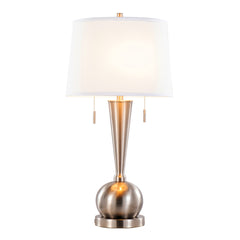 Jules 30.25" Contemporary Metal Table Lamp in Brushed Nickel with White Linen Shade and Built-In USB Port from Grandview Gallery by LumiSource - Set of 2