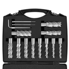 nnular Cutter Set, 13 pcs Weldon Shank Mag Drill Bits, 7/16" to 1-1/16" Cutting Diameter, 2" Cutting Depth, M2AL HSS, with 2 Pilot Pins, Hex Wrench and Portable Case, for Using with Magnetic Dr