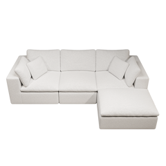 108.3*68.9"Modular sectional sofa seat,Upholstered compressed couch for living room,Bedroom,Apartment,No assembly required,4PC free combination,Plush corduroy fabric,WHITE