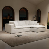 108.3*68.9"Modular sectional sofa seat,Upholstered compressed couch for living room,Bedroom,Apartment,No assembly required,4PC free combination,Plush corduroy fabric,WHITE