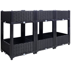 Planter Raised Beds - Elevated Planter Garden Box with Drainage Plug Raised Garden Beds for Vegetable/Flower/Herb Outdoor Standing Planter Beds Gardening Kit,Black,47.2"x15.7"x27.7"