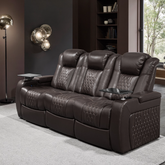 86.6"Power Recliner 3 PC Made WithTop-Grain Nappa,Fully Adjustable Relaxation,Smart Charging,Dynamic RGB LED Lighting,COFFEE