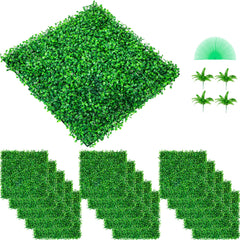 Artificial Boxwood Panel UV 48pcs Boxwood Hedge Wall Panels Artificial Grass Backdrop Wall 10X10" 4cm Green Grass Wall Fake Hedge for Decor Privacy Fence Indoor Outdoor Garden Backyard