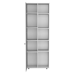DEPOT E-SHOP Cary 67" H Kitchen Storage Cabinet With One Door, Five Interior Shelves and Five Exterior Shelves,White