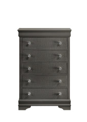 Blaze Modern Style 5-Drawer Chest Made with Wood in Metallic Gray same as B009P286645 (CA inventory)